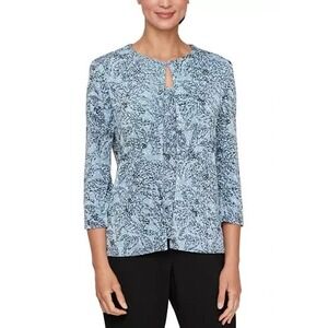 Alex Evenings Women's 3/4 Sleeve Printed Twinset Top Color Hydrangea Size XL USA